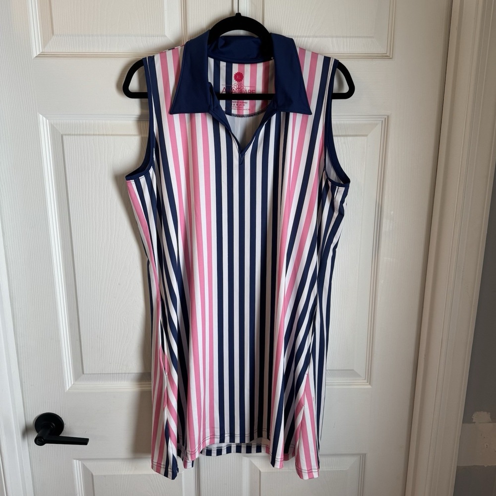 AnaClare Active A-Line Dress UPF 50‎ Womens Striped Resort Wear Sz XL
